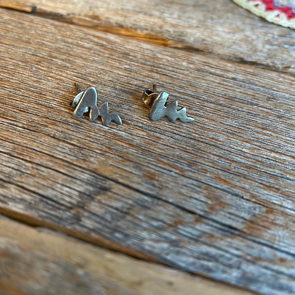 Silver Lightning Rod Stud Earrings. Silver. - Picture 3 of 6